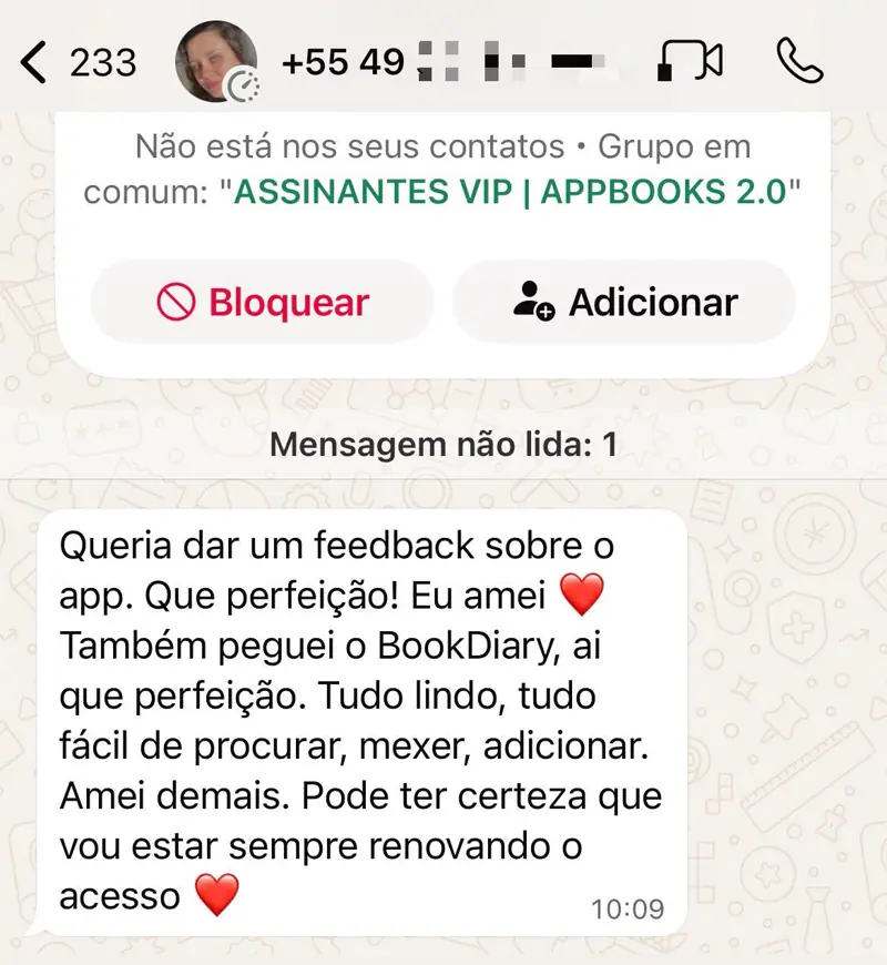 Depoimento real de leitora 5