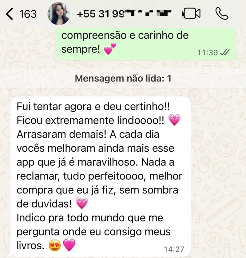 Depoimento real de leitora 7