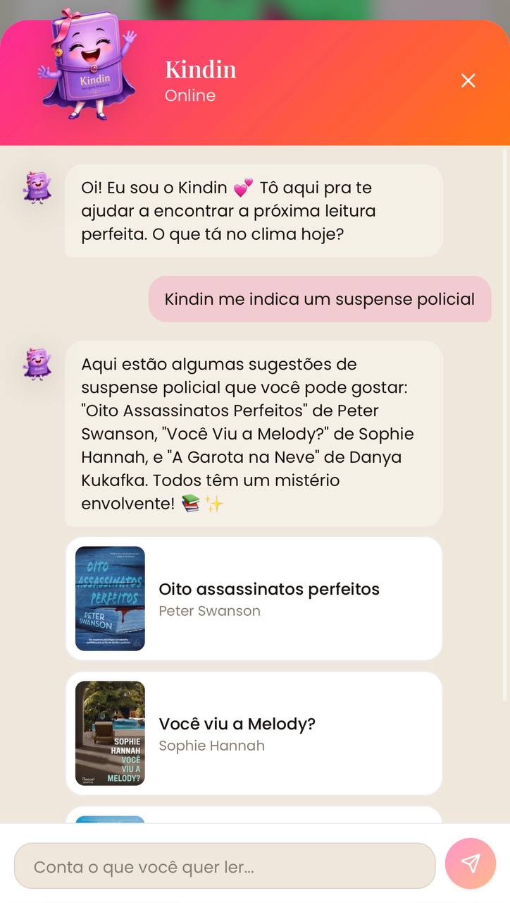 Conversa com a Kindin no app